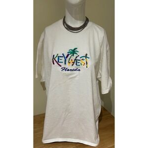 Vintage 1990s Key West Colorful embroidered Single Stitch T-Shirt Size XL‎